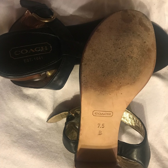 Black coach flat sandals. - Picture 5 of 5